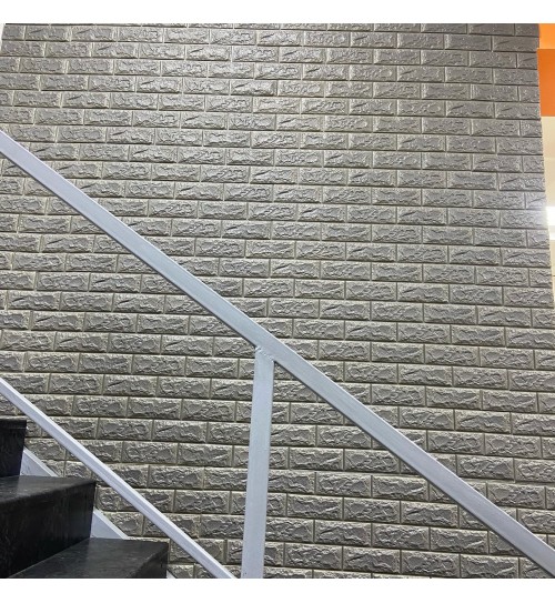 Самоклейка декоративна 3D панель під цеглу срібло Самоклейка декоративна 3D панель під цеглу срібло