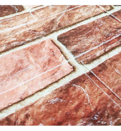 Самоклеющаяся декоративная 3D панель под коричневый екатеринославский кирпич в рулоне 3080x700x3мм Самоклеющаяся декоративная 3D панель под коричневый екатеринославский кирпич в рулоне 3080x700x3мм